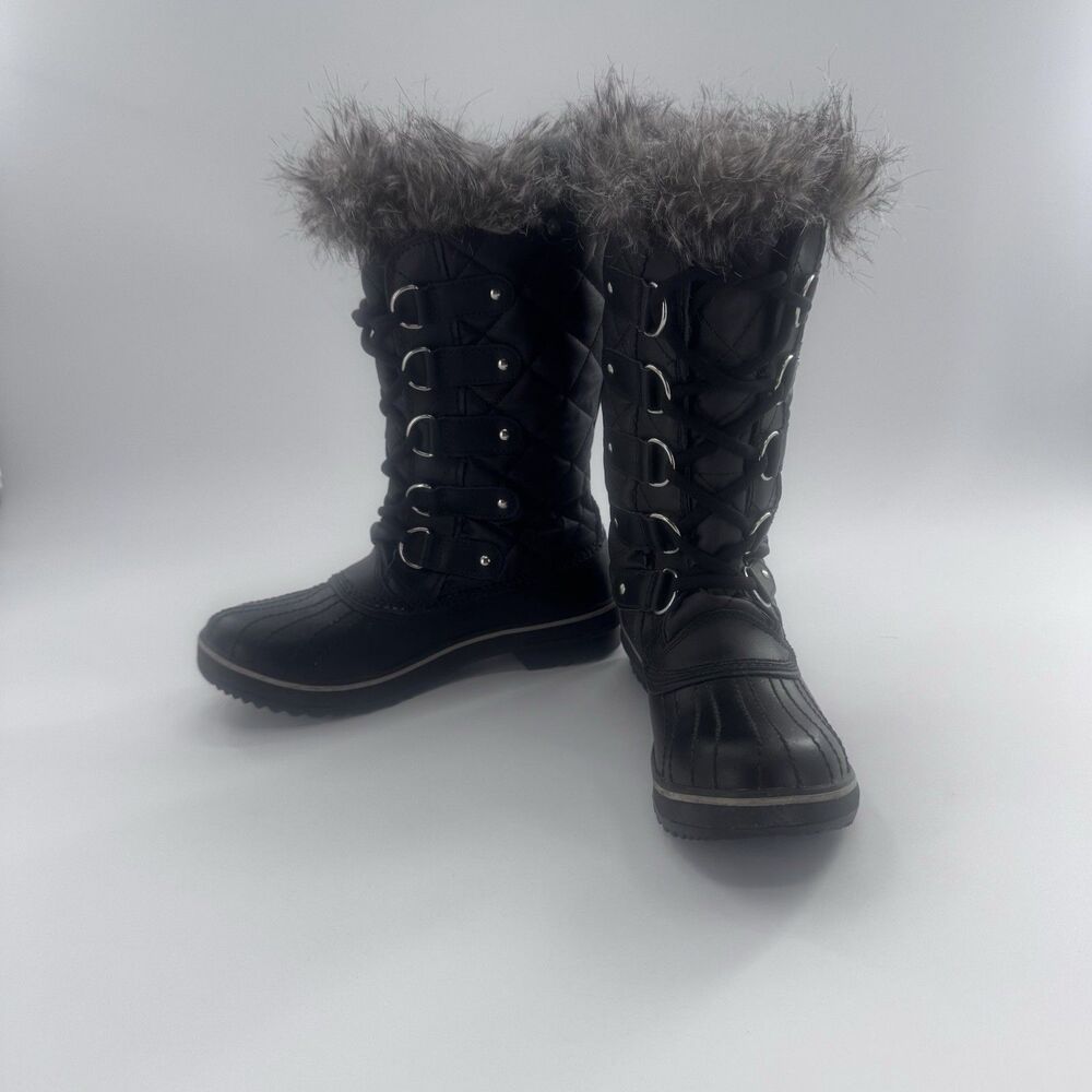 Sorel Tofino II Faux Fur Lined Waterproof Boots Women's 7 Black Fast Shipping